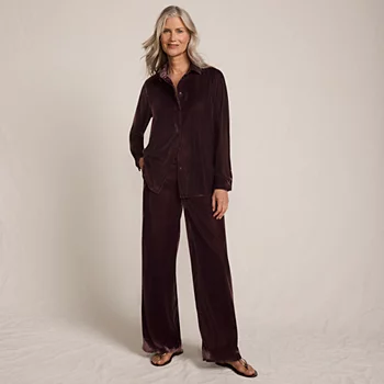 Women's Wide Leg Velvet Trousers